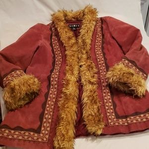 Retro suede and faux fur jacket